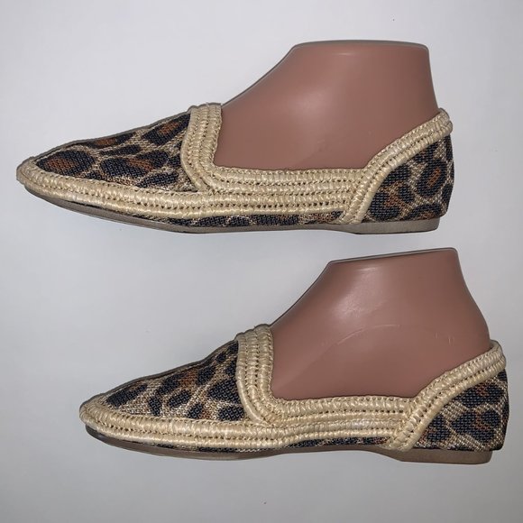 EILEEN FISHER Beige Leopard Print Raffia Borders Flat Shoes or Slippers 5.5 - Picture 4 of 7